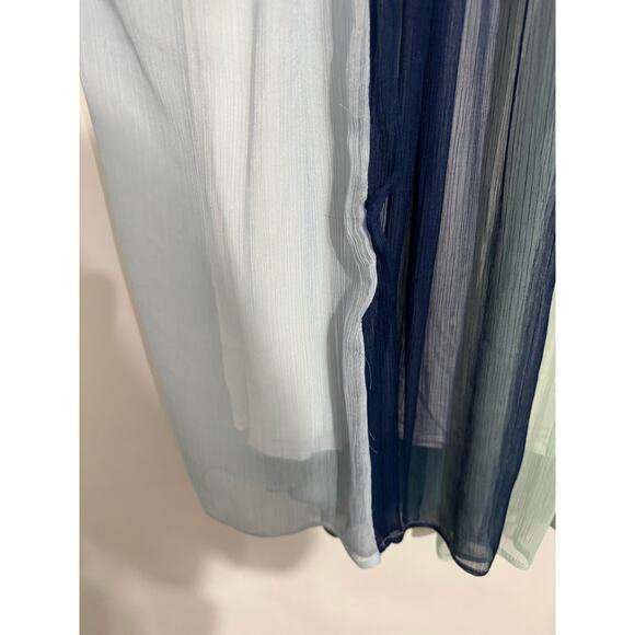 Neiman Marcus Pull On Colorblock Striped Maxi Skirt Womens Size Large Blue Crepe - Picture 10 of 10